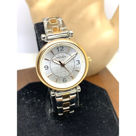 Fossil Women\'s Watch ES5201 Quartz Two Tone Silver Rose Gold Steel 28mm main image 12